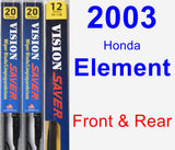 Front & Rear Wiper Blade Pack for 2003 Honda Element - Vision Saver