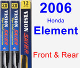 Front & Rear Wiper Blade Pack for 2006 Honda Element - Vision Saver