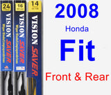 Front & Rear Wiper Blade Pack for 2008 Honda Fit - Vision Saver