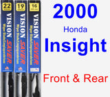 Front & Rear Wiper Blade Pack for 2000 Honda Insight - Vision Saver