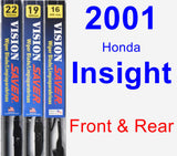 Front & Rear Wiper Blade Pack for 2001 Honda Insight - Vision Saver