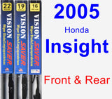 Front & Rear Wiper Blade Pack for 2005 Honda Insight - Vision Saver