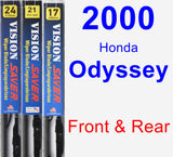 Front & Rear Wiper Blade Pack for 2000 Honda Odyssey - Vision Saver