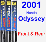 Front & Rear Wiper Blade Pack for 2001 Honda Odyssey - Vision Saver