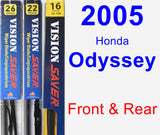 Front & Rear Wiper Blade Pack for 2005 Honda Odyssey - Vision Saver