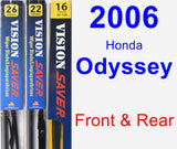 Front & Rear Wiper Blade Pack for 2006 Honda Odyssey - Vision Saver