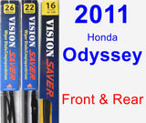 Front & Rear Wiper Blade Pack for 2011 Honda Odyssey - Vision Saver