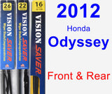 Front & Rear Wiper Blade Pack for 2012 Honda Odyssey - Vision Saver