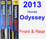 Front & Rear Wiper Blade Pack for 2013 Honda Odyssey - Vision Saver