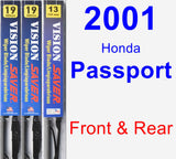 Front & Rear Wiper Blade Pack for 2001 Honda Passport - Vision Saver