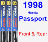 Front & Rear Wiper Blade Pack for 1998 Honda Passport - Vision Saver