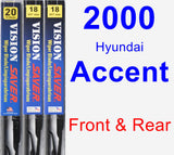 Front & Rear Wiper Blade Pack for 2000 Hyundai Accent - Vision Saver