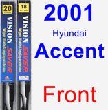 Front Wiper Blade Pack for 2001 Hyundai Accent - Vision Saver