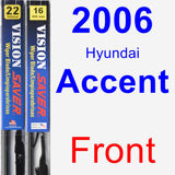 Front Wiper Blade Pack for 2006 Hyundai Accent - Vision Saver