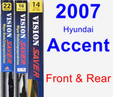 Front & Rear Wiper Blade Pack for 2007 Hyundai Accent - Vision Saver