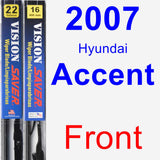 Front Wiper Blade Pack for 2007 Hyundai Accent - Vision Saver