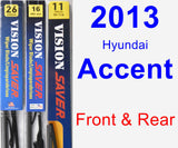 Front & Rear Wiper Blade Pack for 2013 Hyundai Accent - Vision Saver