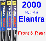 Front & Rear Wiper Blade Pack for 2000 Hyundai Elantra - Vision Saver