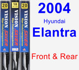 Front & Rear Wiper Blade Pack for 2004 Hyundai Elantra - Vision Saver