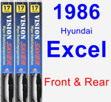 Front & Rear Wiper Blade Pack for 1986 Hyundai Excel - Vision Saver