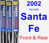 Front & Rear Wiper Blade Pack for 2002 Hyundai Santa Fe - Vision Saver