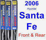 Front & Rear Wiper Blade Pack for 2006 Hyundai Santa Fe - Vision Saver