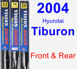 Front & Rear Wiper Blade Pack for 2004 Hyundai Tiburon - Vision Saver