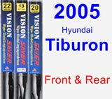 Front & Rear Wiper Blade Pack for 2005 Hyundai Tiburon - Vision Saver