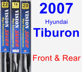 Front & Rear Wiper Blade Pack for 2007 Hyundai Tiburon - Vision Saver