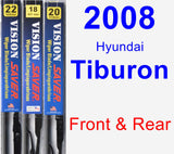 Front & Rear Wiper Blade Pack for 2008 Hyundai Tiburon - Vision Saver