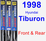 Front & Rear Wiper Blade Pack for 1998 Hyundai Tiburon - Vision Saver