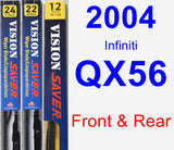 Front & Rear Wiper Blade Pack for 2004 Infiniti QX56 - Vision Saver