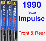 Front & Rear Wiper Blade Pack for 1990 Isuzu Impulse - Vision Saver
