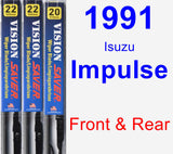 Front & Rear Wiper Blade Pack for 1991 Isuzu Impulse - Vision Saver