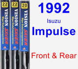 Front & Rear Wiper Blade Pack for 1992 Isuzu Impulse - Vision Saver