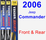 Front & Rear Wiper Blade Pack for 2006 Jeep Commander - Vision Saver