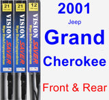 Front & Rear Wiper Blade Pack for 2001 Jeep Grand Cherokee - Vision Saver