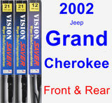 Front & Rear Wiper Blade Pack for 2002 Jeep Grand Cherokee - Vision Saver