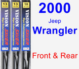 Front & Rear Wiper Blade Pack for 2000 Jeep Wrangler - Vision Saver