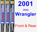 Front & Rear Wiper Blade Pack for 2001 Jeep Wrangler - Vision Saver