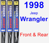 Front & Rear Wiper Blade Pack for 1998 Jeep Wrangler - Vision Saver