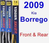 Front & Rear Wiper Blade Pack for 2009 Kia Borrego - Vision Saver