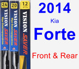 Front & Rear Wiper Blade Pack for 2014 Kia Forte - Vision Saver