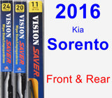 Front & Rear Wiper Blade Pack for 2016 Kia Sorento - Vision Saver