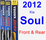 Front & Rear Wiper Blade Pack for 2012 Kia Soul - Vision Saver