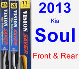 Front & Rear Wiper Blade Pack for 2013 Kia Soul - Vision Saver