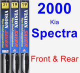 Front & Rear Wiper Blade Pack for 2000 Kia Spectra - Vision Saver