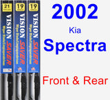 Front & Rear Wiper Blade Pack for 2002 Kia Spectra - Vision Saver