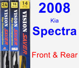 Front & Rear Wiper Blade Pack for 2008 Kia Spectra - Vision Saver