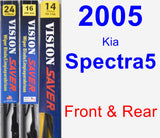 Front & Rear Wiper Blade Pack for 2005 Kia Spectra5 - Vision Saver